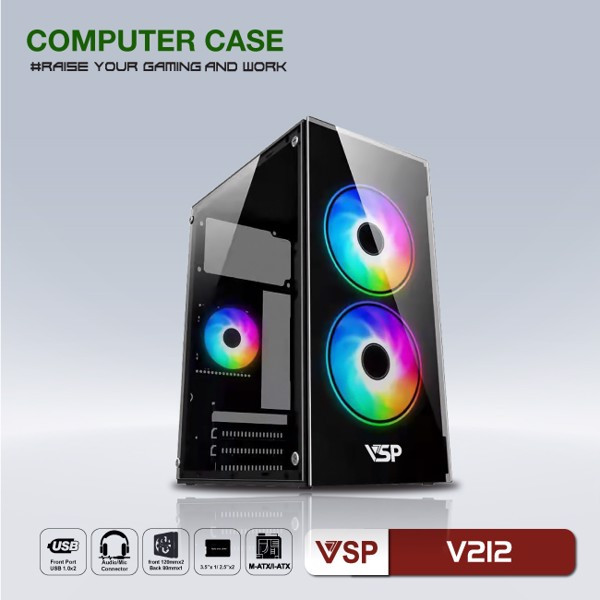 Case VSP V212 Đen (Chuẩn mATX)